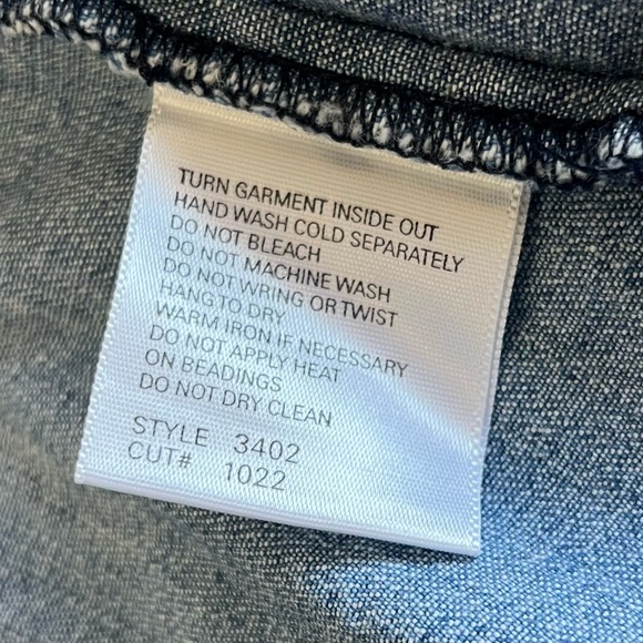 Nancy Bolen City Girl Embellished Denim Jean Jacket Size Large Sequins Artsy VTG - Picture 10 of 14